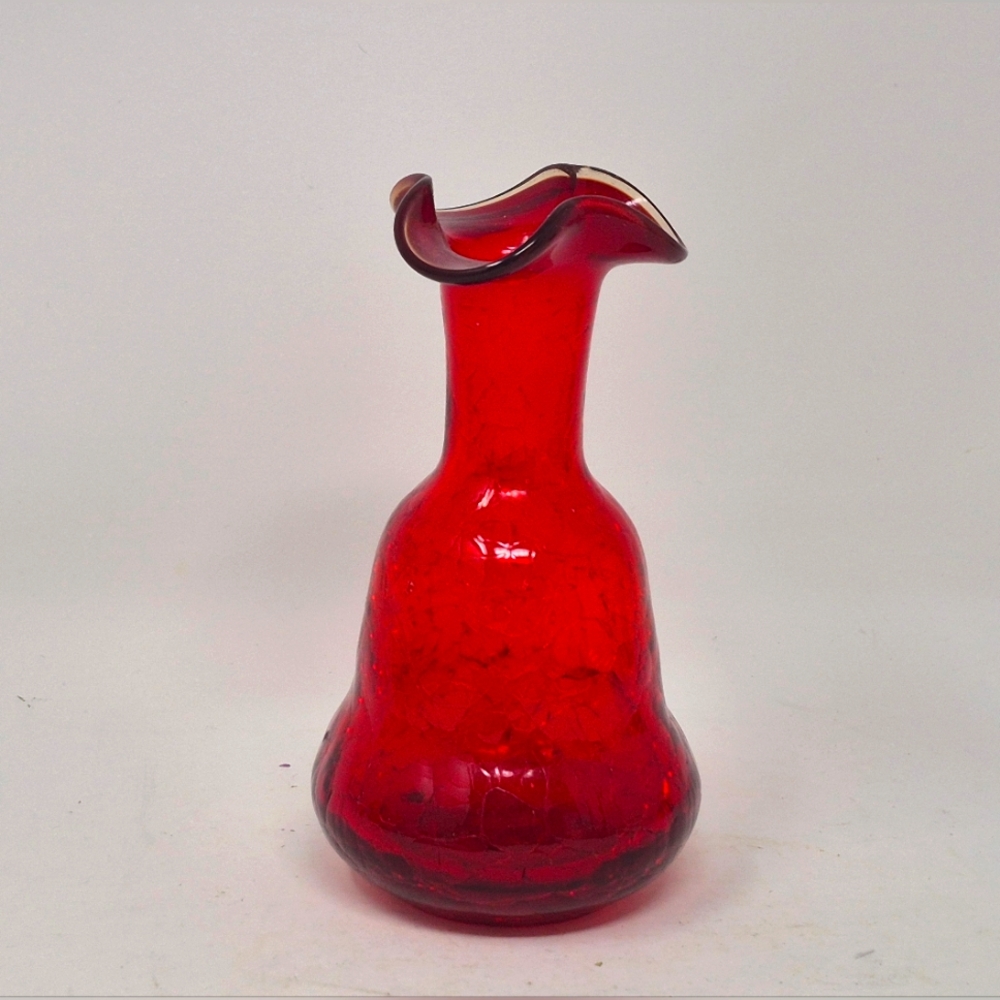 Red Crackle Glass Vase